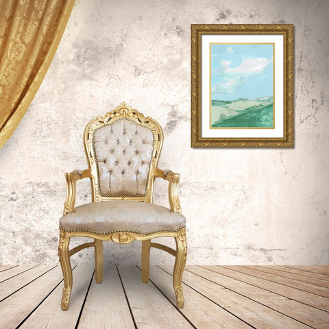 Fluffy Blue Clouds III Gold Ornate Wood Framed Art Print with Double Matting by Cartissi