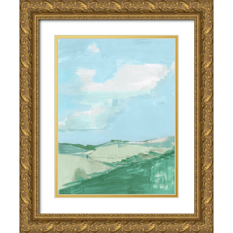 Fluffy Blue Clouds III Gold Ornate Wood Framed Art Print with Double Matting by Cartissi