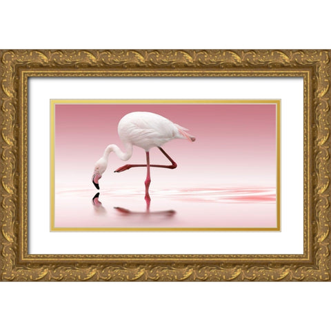 Reindl - Flamingo Gold Ornate Wood Framed Art Print with Double Matting by 1x