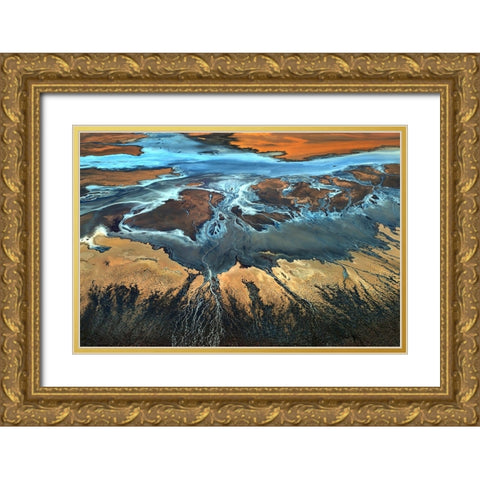 The Desert From Above Gold Ornate Wood Framed Art Print with Double Matting by Ghirardini