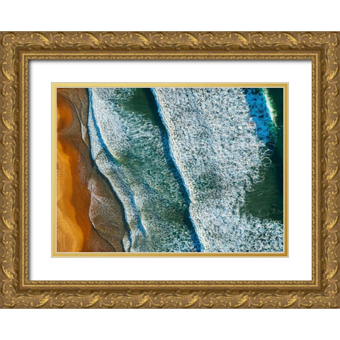 Curl Curl Ariel Gold Ornate Wood Framed Art Print with Double Matting by Palacios