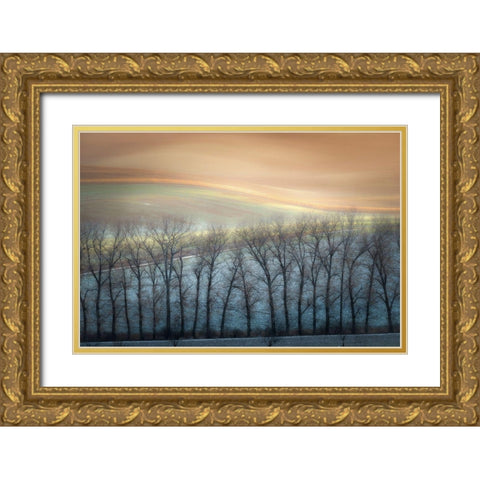 Boguszak - Winter Alley Gold Ornate Wood Framed Art Print with Double Matting by 1x