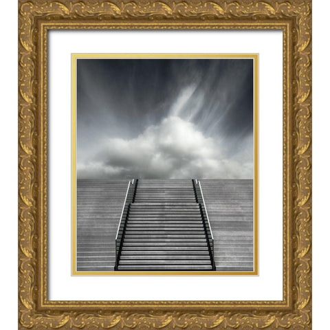 Stair Gold Ornate Wood Framed Art Print with Double Matting by ClaesÂ 