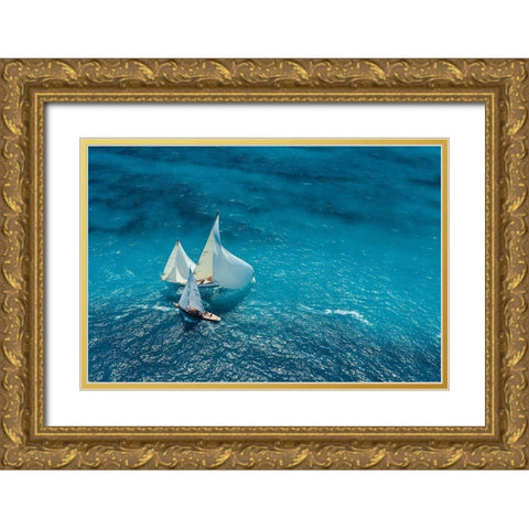 Pelissier - Croisement Bleu Gold Ornate Wood Framed Art Print with Double Matting by 1x