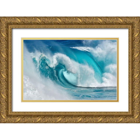 When the Ocean Turns into Blue Fire Gold Ornate Wood Framed Art Print with Double Matting by Montero