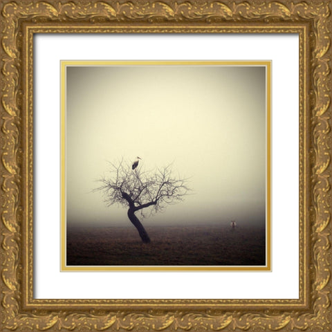 Meeting in the Morning Gold Ornate Wood Framed Art Print with Double Matting by Droste