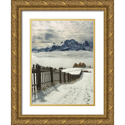 Colored Elements Gold Ornate Wood Framed Art Print with Double Matting by Swapnil