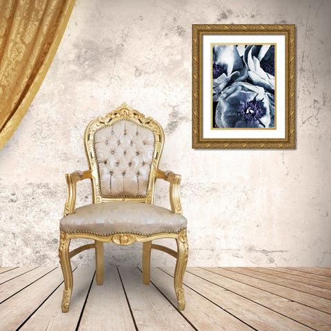 Peony Blue Petals I  Gold Ornate Wood Framed Art Print with Double Matting by Aldridge, Ashley