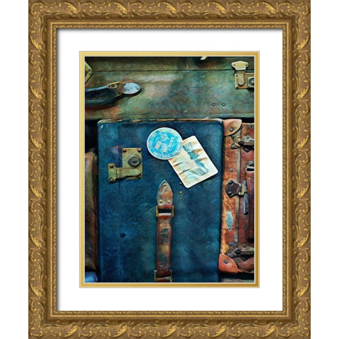 Vintage Stacked Suitcases II Gold Ornate Wood Framed Art Print with Double Matting by Aldridge, Ashley
