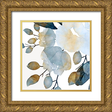 Blue Watercolour Floral I Gold Ornate Wood Framed Art Print with Double Matting by Aldridge, Ashley