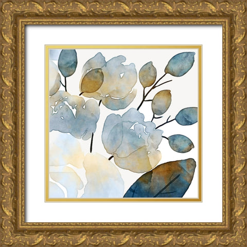 Blue Watercolour Floral II Gold Ornate Wood Framed Art Print with Double Matting by Aldridge, Ashley