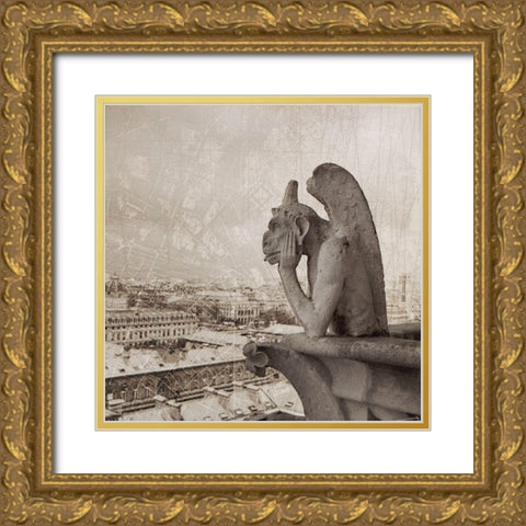 Gargoyle I Gold Ornate Wood Framed Art Print with Double Matting by YK Studios