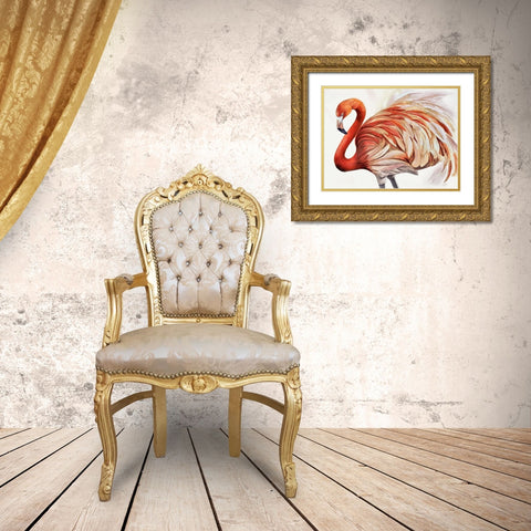 Majestic Flamingo  Gold Ornate Wood Framed Art Print with Double Matting by Earle, Cathy