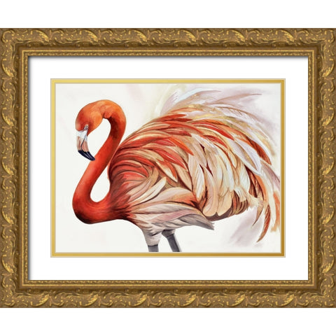 Majestic Flamingo  Gold Ornate Wood Framed Art Print with Double Matting by Earle, Cathy