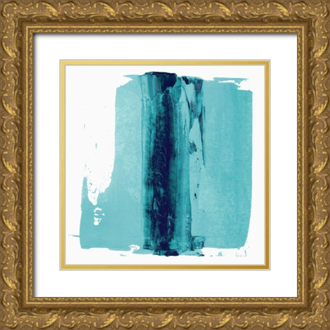 Teal Streak Gold Ornate Wood Framed Art Print with Double Matting by Aryai, Sia