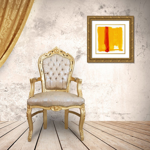 Orange Streak  Gold Ornate Wood Framed Art Print with Double Matting by Aryai, Sia