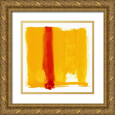 Orange Streak  Gold Ornate Wood Framed Art Print with Double Matting by Aryai, Sia