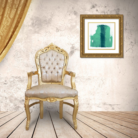 Green Streak  Gold Ornate Wood Framed Art Print with Double Matting by Aryai, Sia