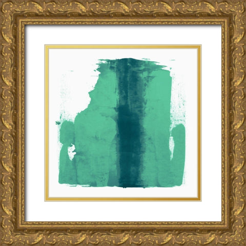 Green Streak  Gold Ornate Wood Framed Art Print with Double Matting by Aryai, Sia