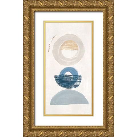 Crescent Lunar I Blue Version Gold Ornate Wood Framed Art Print with Double Matting by Hazel J