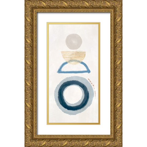 Crescent Lunar II Blue Version Gold Ornate Wood Framed Art Print with Double Matting by Hazel J