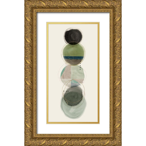 Stacked Circles I  Gold Ornate Wood Framed Art Print with Double Matting by Hazel J