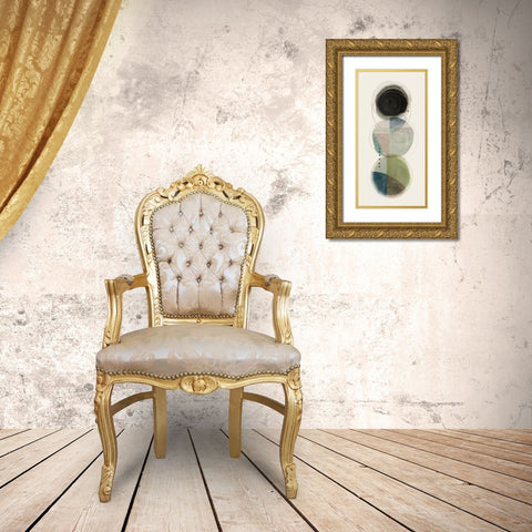 Stacked Circles II Gold Ornate Wood Framed Art Print with Double Matting by Hazel J