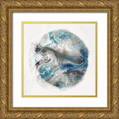 Blue Cosmo I  Gold Ornate Wood Framed Art Print with Double Matting by Hazel J