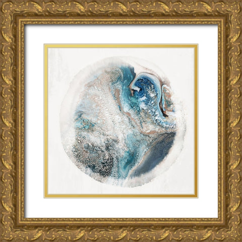 Blue Cosmo II  Gold Ornate Wood Framed Art Print with Double Matting by Hazel J