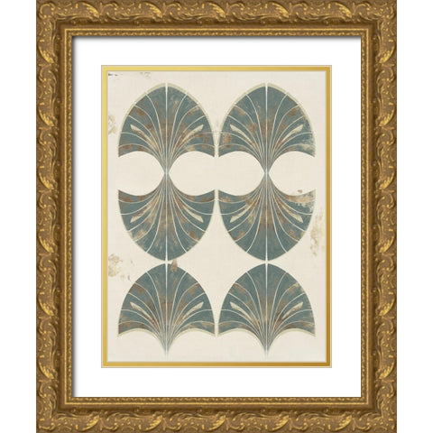 Art Deco Fan II  Gold Ornate Wood Framed Art Print with Double Matting by Hazel J