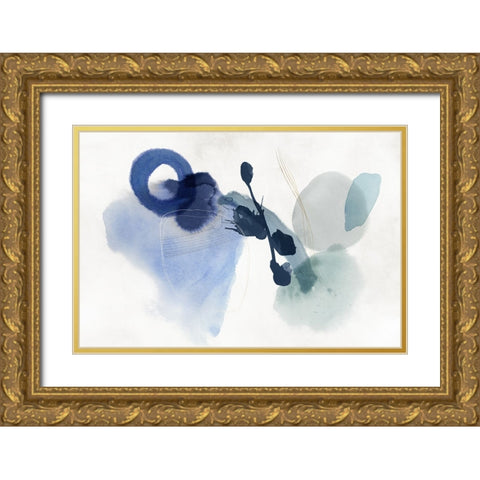 Blue Cosmos II Gold Ornate Wood Framed Art Print with Double Matting by Hazel J