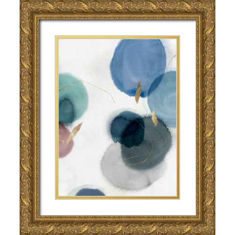 Soft Blue III Gold Ornate Wood Framed Art Print with Double Matting by Hazel J
