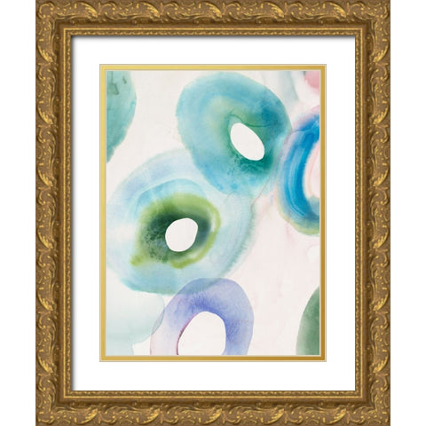 Watercolour Rings I Gold Ornate Wood Framed Art Print with Double Matting by Hazel J