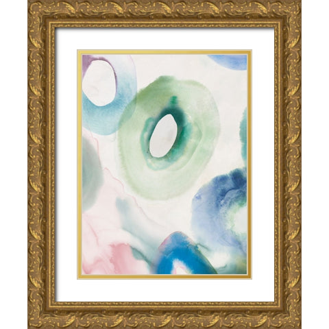 Watercolour Rings II Gold Ornate Wood Framed Art Print with Double Matting by Hazel J