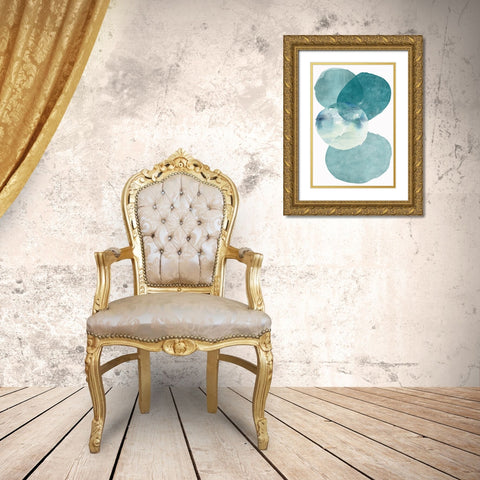 Pools of Ocean Blue Watercolor Abstract II  Gold Ornate Wood Framed Art Print with Double Matting by Zalewski, Christine