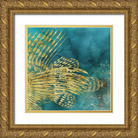 Lionfish Coming on Aqua II Gold Ornate Wood Framed Art Print with Double Matting by Zalewski, Christine