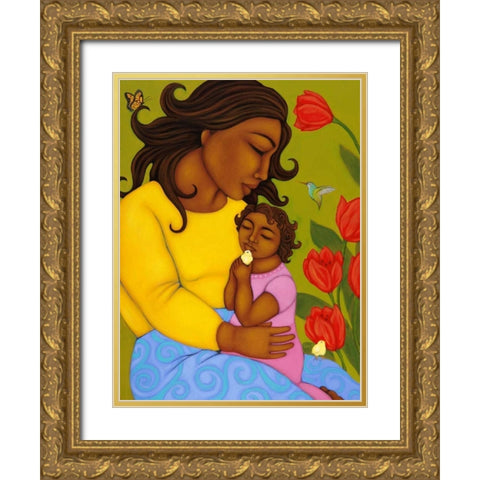 Mother and Child Gold Ornate Wood Framed Art Print with Double Matting by Adams, Tamara