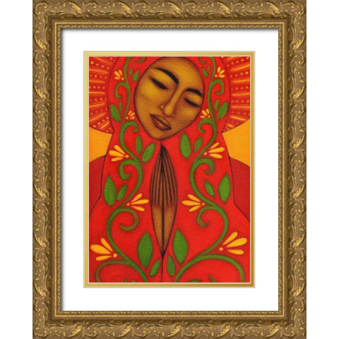 Red Madonna Gold Ornate Wood Framed Art Print with Double Matting by Adams, Tamara