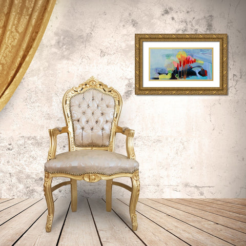 Fluttering My Way Through 3 Gold Ornate Wood Framed Art Print with Double Matting by Alattar, Lina