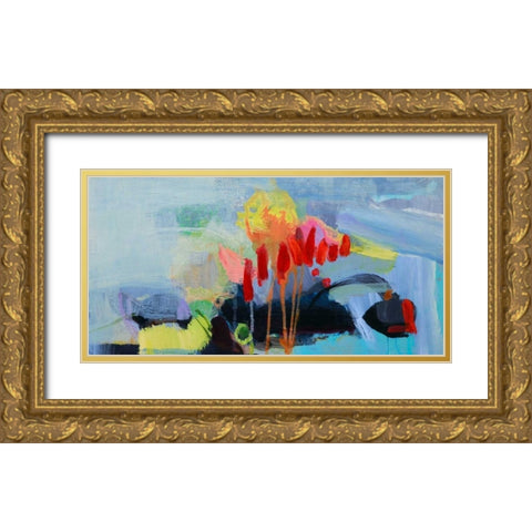 Fluttering My Way Through 3 Gold Ornate Wood Framed Art Print with Double Matting by Alattar, Lina