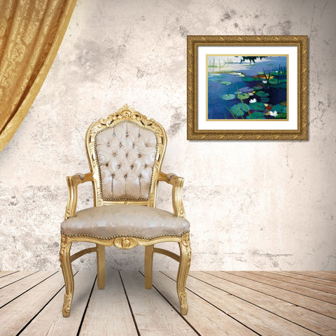 Water Lilies Gold Ornate Wood Framed Art Print with Double Matting by Asoma, Tadashi