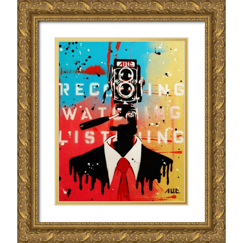 NSA Camera Man Gold Ornate Wood Framed Art Print with Double Matting by AbcArtAttack
