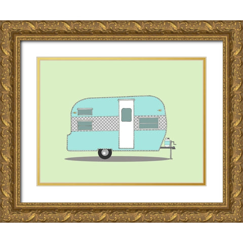 Frolic Camper Gold Ornate Wood Framed Art Print with Double Matting by Annie Bailey Art