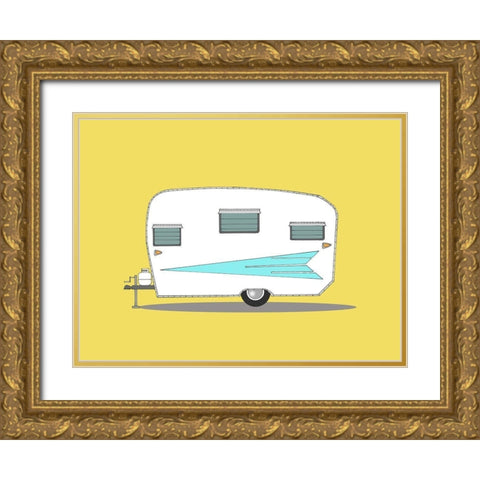 Vintage Roadrunner Gold Ornate Wood Framed Art Print with Double Matting by Annie Bailey Art