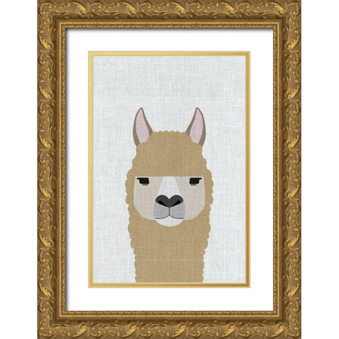 Alpaca Gold Ornate Wood Framed Art Print with Double Matting by Annie Bailey Art