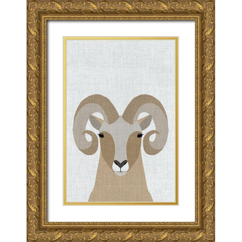 Bighorn Sheep Gold Ornate Wood Framed Art Print with Double Matting by Annie Bailey Art
