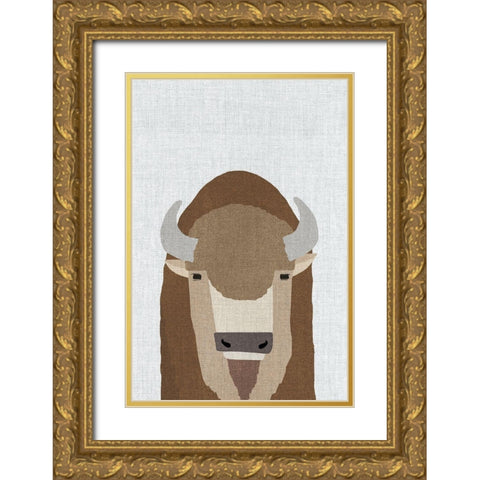 Buffalo Gold Ornate Wood Framed Art Print with Double Matting by Annie Bailey Art