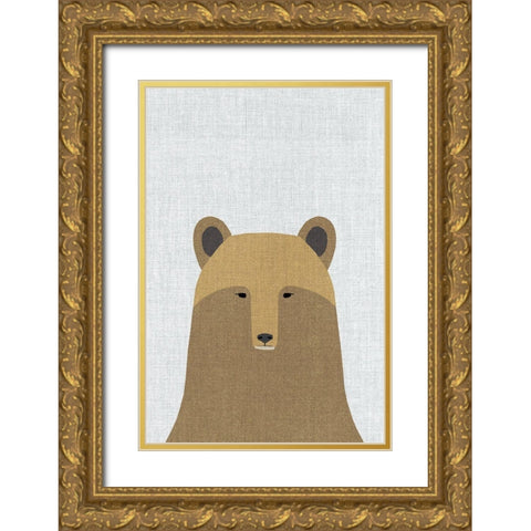 Grizzly Bear Gold Ornate Wood Framed Art Print with Double Matting by Annie Bailey Art