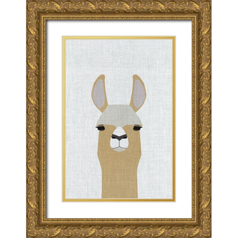 Llama Gold Ornate Wood Framed Art Print with Double Matting by Annie Bailey Art