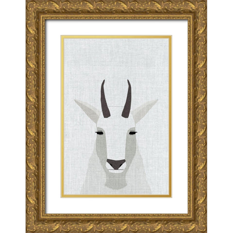 Mountain Goat Gold Ornate Wood Framed Art Print with Double Matting by Annie Bailey Art